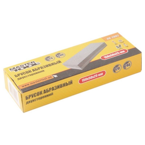 Брусок абразивний MASTERTOOL двосторонній 150х50х25 мм зерно 120/240 08-2002