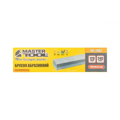 Брусок абразивний MASTERTOOL двосторонній 200х50х25 мм зерно 120/240 08-2003