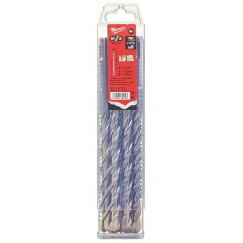 Бур SDS-PLUS MS2 MILWAUKEE, Ø12x210x160mm, (10шт)