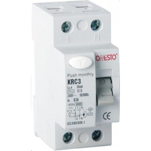 Дифреле ONESTO 1п+N 16А RCD 30mA, тип AC (KRC3)