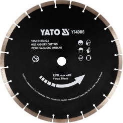 Диск алмазний сегментний по бетону YATO : Ø= 350x 25,4 мм. t= 3,4 мм, до YT-84820