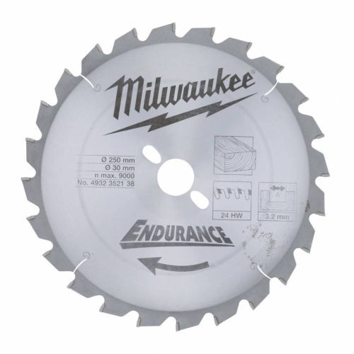 Диск пильний MILWAUKEE, Ø250/30мм, 24 зуб.