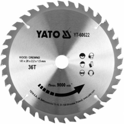 Диск пильний переможний по дереву YATO: 185x20x2.2x1.5 мм, 36 зубців, RPM до 9500 1/хв