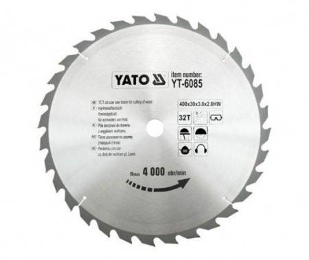Диск пильний побідитовий по дереву YATO: 400х30x3.8x2.8 мм, 32 зубці, RPM до 4000 1/хв