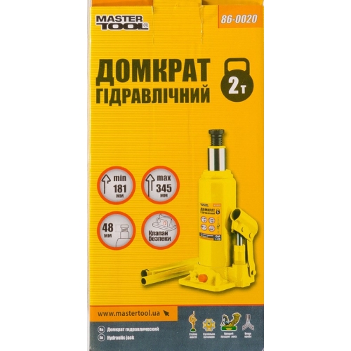 Домкрат гідравлічний пляшковий MASTERTOOL 2 т 181-345 мм 86-0020
