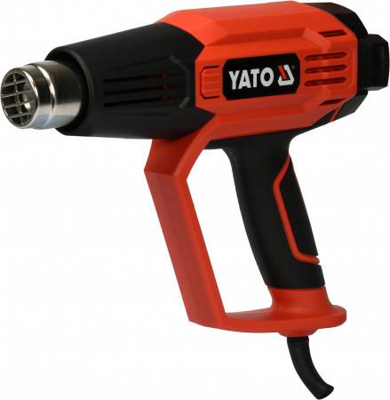 Фен технічний мережевий YATO: 2 кВт, 50-600 ° C, 250-500 л / хв, 7 режимів температури 5 насадки.