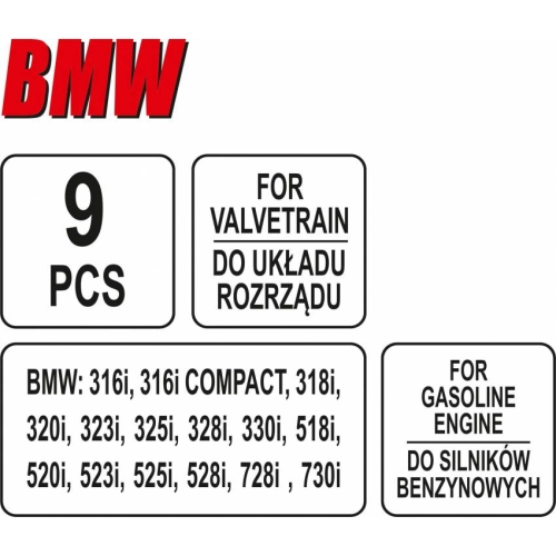 Фіксатори газорозподільної системи двигунів авто групи BMW VANOS YATO: набір, 9 елементів
