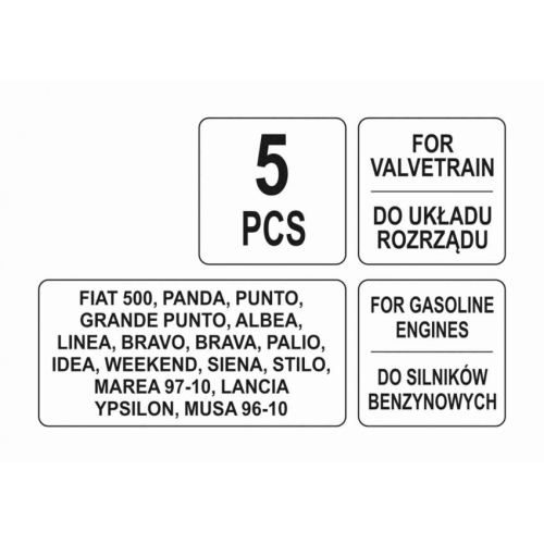 Фіксатори газорозподільної системи двигунів авто групи FIAT 1.2 16V YATO наб. 5 елем.