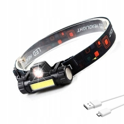 Ліхтарик LED з гумкою на голову 2 лампи USB