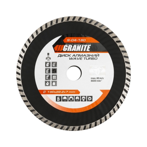 GRANITE Диск алмазний TURBO WAVE 180 мм GRANITE, Арт.: 9-04-180