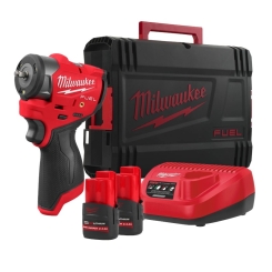 Гайковерт акумуляторний 1/4'' MILWAUKEE з кільцем M12 FSCIWF14-252X, 136Нм (зарядний пристрій, 2 акум. Х 2,5Аг, HDкейс)