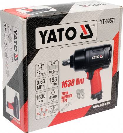 Гайковерт ударний пневмат-й YATO. до квадр. 3/4", F= 1680 Nm, 5500 об/хв, повітря-198 л/хв
