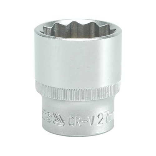 Головка 12-гранна коротка YATO із квадром. 1/2", М=27 мм, L=42 мм, [10/50/100]