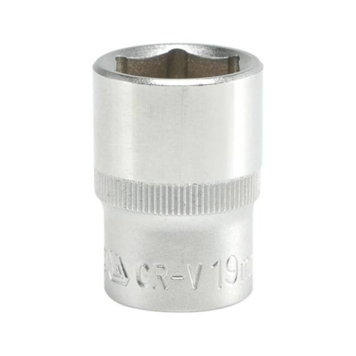 Головка 6-гранна коротка YATO із квадром. 1/2", М=19 мм, L=38 мм, [10/100/200]
