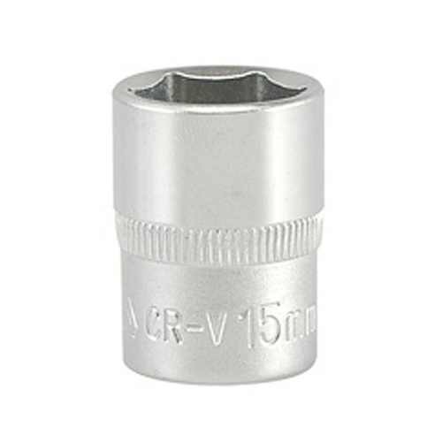 Головка 6-гранна коротка YATO із квадром. 3/8", М=15 мм, L=28 мм [10/100/500]