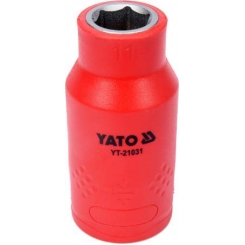 Головка торцева 6-гранна діелектрична YATO: квадрат 1/2", М=11 мм, L=55/38 мм, корпус VDE до 1000V