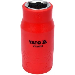 Головка торцевая диэлектрическая 6-гранная YATO: квадрат 1/2", М=13 мм, L=55/38 мм, корпус VDE до 1000V