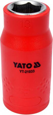 Головка торцевая диэлектрическая 6-гранная YATO: квадрат 1/2", М=13 мм, L=55/38 мм, корпус VDE до 1000V