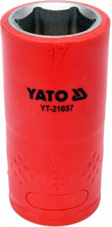 Головка торцева діелектрична 6-гранна YATO: квадрат 1/2", М=17 мм, L=55/38 мм, корпус VDE до 1000V