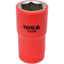 Головка торцева діелектрична 6-гранна YATO: квадрат 1/2", М=18 мм, L=55/38 мм, корпус VDE до 1000V