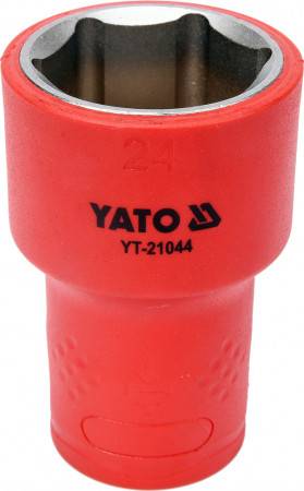 Головка торцевая диэлектрическая 6-гранная YATO: квадрат 1/2", М=24 мм, L=60/38 мм, корпус VDE до 1000V