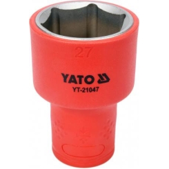 Головка торцева діелектрична 6-гранна YATO: квадрат 1/2", М=27 мм, L=60/38 мм, корпус VDE до 1000V