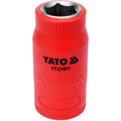 Головка торцева 6-гранна діелектрична YATO: квадрат 3/8", М=11 мм, L=45/28 мм, корпус VDE до 1000V