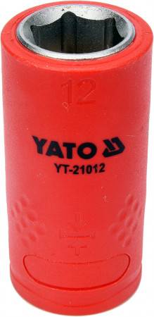 Головка торцева діелектрична 6-гранна YATO: квадрат 3/8", М=12 мм, L=45/28 мм, корпус VDE до 1000V