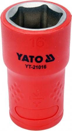 Головка торцева 6-гранна діелектрична YATO: квадрат 3/8", М=16 мм, L=45/28 мм, корпус VDE до 1000V