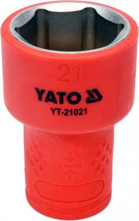 Головка торцева діелектрична 6-гранна YATO: квадрат 3/8", М=21 мм, L=45/28 мм, корпус VDE до 1000V