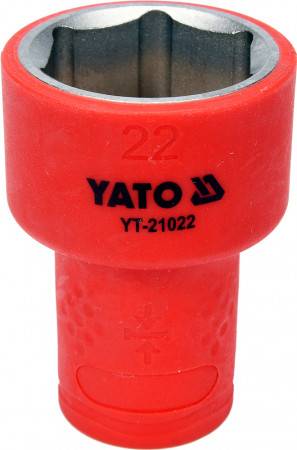 Головка торцева 6-гранна діелектрична YATO: квадрат 3/8", М=22 мм, L=45/28 мм, корпус VDE до 1000V