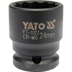 Головка торцева ударна YATO для маточок 12-гранна з квадр. 1/2", М = 24мм, l = 39мм, [10/120], шт