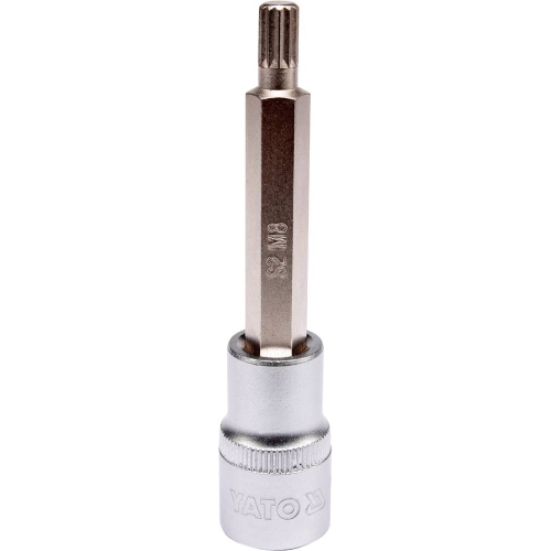 Головка торцева з викруткою. вставкою SPLINE YATO, з квадром. 1/2", M8, l=100 мм [20/120], шт