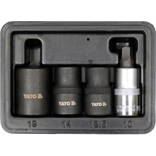Головки 5-гранні для гальмівних супортів авто YATO: квадр-1/2", 12.5, 14, 19 мм біта- 10 мм, 4 шт