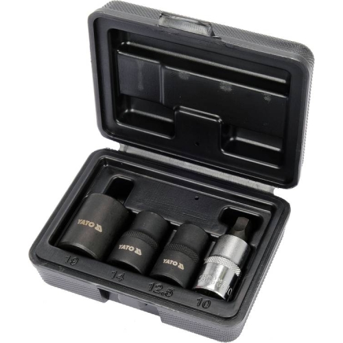 Головки 5-гранні для гальмівних супортів авто YATO: квадр-1/2", 12.5, 14, 19 мм біта- 10 мм, 4 шт