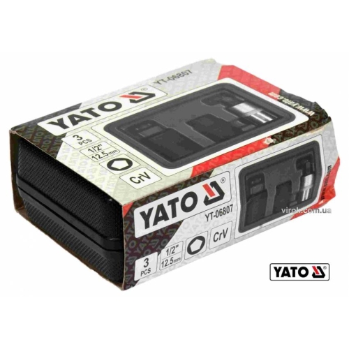 Головки 5-гранні для гальмівної системи авто YATO: квадрат-1/2", 10, 14, 19 мм, Cr-V, 3 шт.
