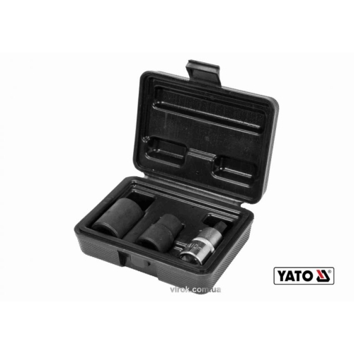 Головки 5-гранні для гальмівної системи авто YATO: квадрат-1/2", 10, 14, 19 мм, Cr-V, 3 шт.