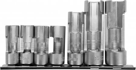 Головки торцеві для лямбда-зондів, датчиків YATO: 3/8" та 1/2", М10-19, CrV, 7 шт.