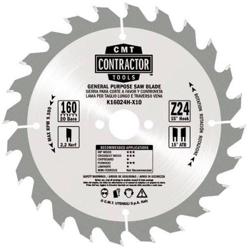 K16040H-X10 Пила D=160 K=2,2/1,4 F=20 Z=40 ATB
