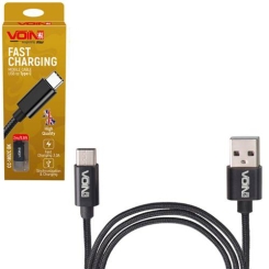 Кабель PULSO USB - Typt C 3A, 1m, black (швидка зарядка/передача даних)