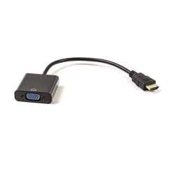 Кабель-перехідник PowerPlant HDMI - VGA, 0.15м, позолочені конектори, чорний