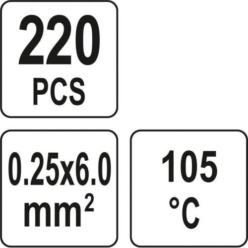 Кембрики термоусадні при t≤ 105°C з припоєм YATO, для провідників 0,25- 6,0 мм², 220 шт