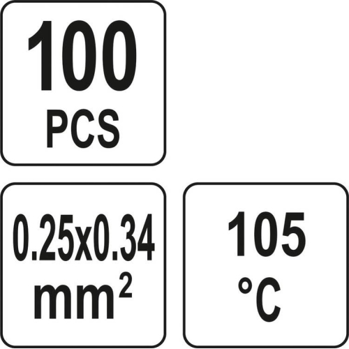 Кембрики термоусадні при t≤ 105°C з припоєм YATO, прозорі, для провідників 0.25- 0.34 мм², 100 шт