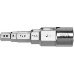 Ключ ступінчастий YATO: головка з квадратом 1/2" до головок 3/8", 29/68", 1/2", 21/32", 27/32", Cr-V