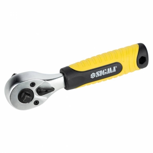Ключ-трещотка двухсторонняя укороченная 1/4"-1/2" 145мм 72T CrV Sigma (6050251)