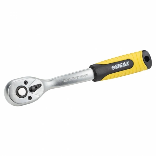 Ключ-трещотка с изогнутой ручкой 3/8" 200мм 72T CrV Sigma (6050081)