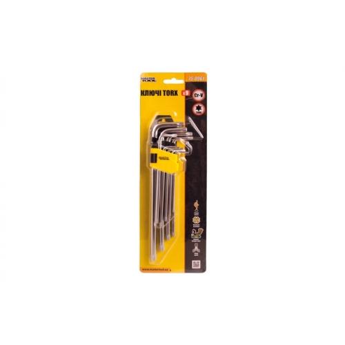 Ключі TORX MASTERTOOL набір 9 шт CrV довгі (Т10-Т50 90-227 мм) 75-0961