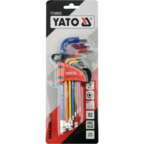 Ключі шестигранні з кулькою YATO: М1.5-10 мм, Г-подібні, HRC 58-62, S2.