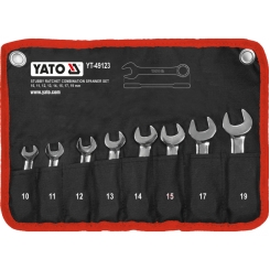 Клюі комбіновані короткі YATO з "тріскачкою"  Cr-V,  М10, 11, 12, 13, 14, 15, 17, 19 мм, 8 шт. [20]
