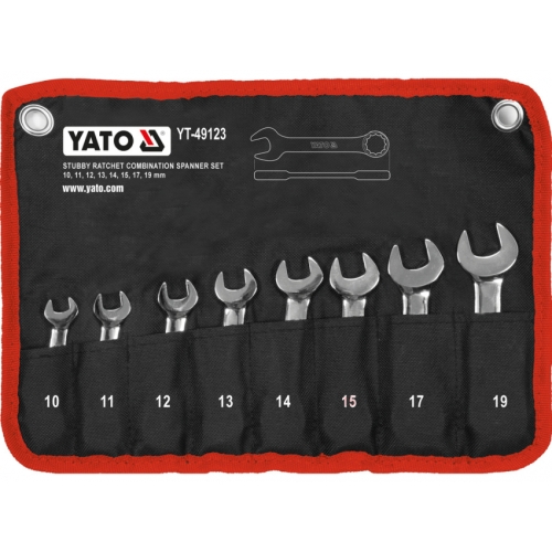 Клюі комбіновані короткі YATO з "тріскачкою"  Cr-V,  М10, 11, 12, 13, 14, 15, 17, 19 мм, 8 шт. [20]